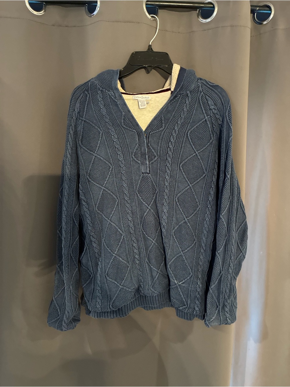 CARBON2COBALT Women's Hooded Cable Knit Pull Over Sweater Size Medium